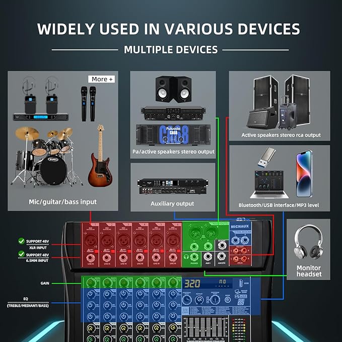 Audio Mixer 6 Channel Professional Mixer Console - Image 9