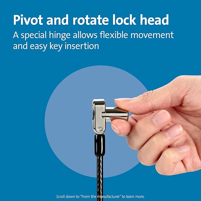 Kensington Universal 3-in-1 Keyed Laptop Locking Cable, Computer Security Keyed - Image 4