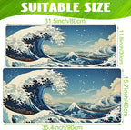 Desk Mat, Japanese Sea Wave Large Gaming Mouse Pad - Image 2