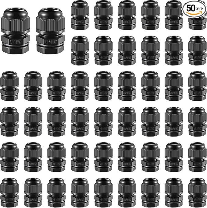 50 PCS 3/8" NPT Nylon Cable Gland Joints by RTHIEAI