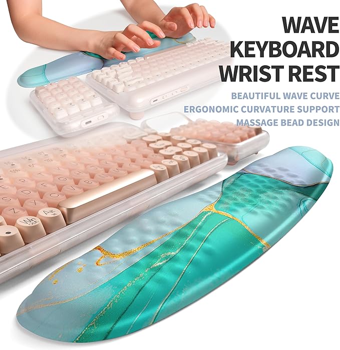 2-in-1 Ergonomic Set, Wave Keyboard Wrist Rest and Massage Slope Mouse Pad - Image 2