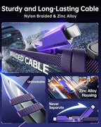 SHEZI 4-in-1 Long USB C Cable 60W 10FT Fast Charging Flat Nylon Braided Charger - Image 5