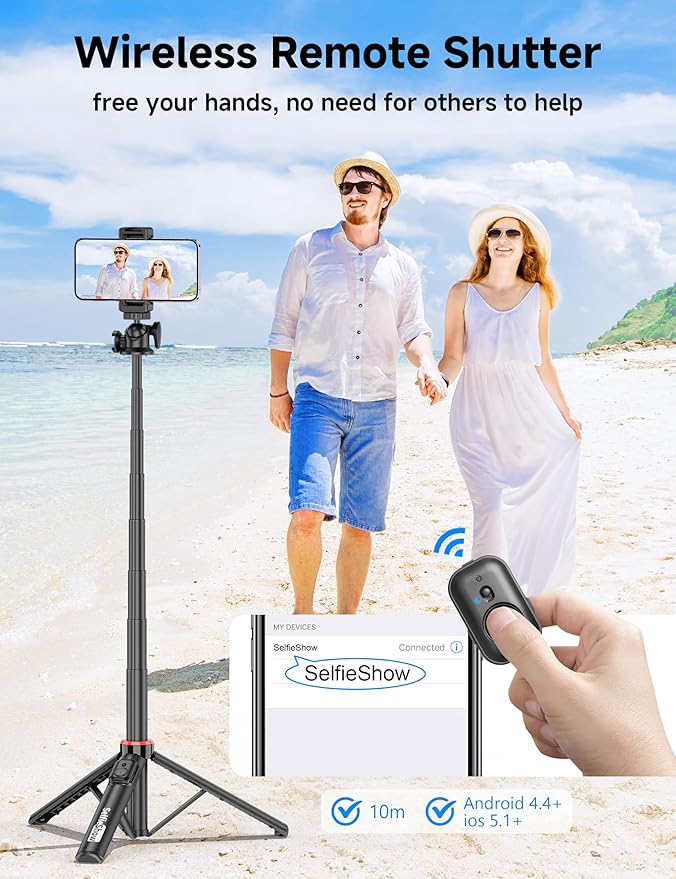 Aluminum Selfie Stick Phone Tripod, 360° Ball Head Selfie Stick - Image 5