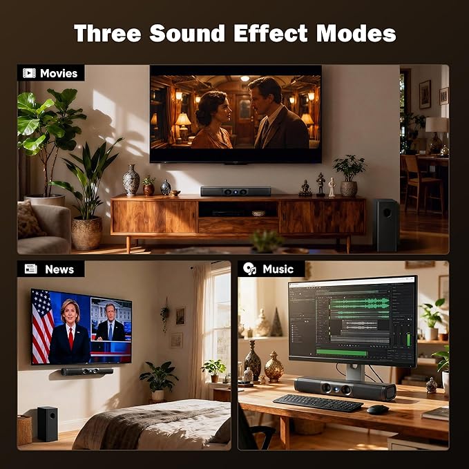 RIOWOIS Sound Bar for Smart TV, 3.1ch Soundbar - Image 6
