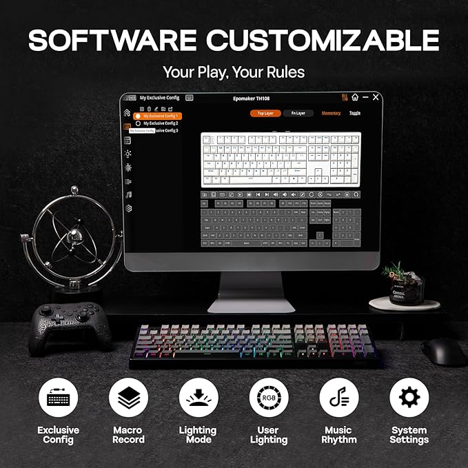 EPOMAKER TH108 Full Size Mechanical Keyboard, Wireless Gaming Keyboard - Image 6