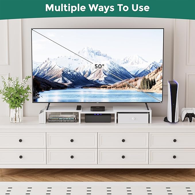 Dual Monitor Stand Riser, Adjustable Length & Swivel Angle Monitor Stand - Image 6