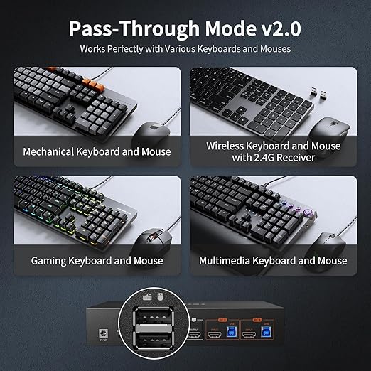 TESmart 8K@60Hz HDMI KVM Switch 2 Computers 1 Monitor, USB 3.0 HDMI KVM Switch - Image 8
