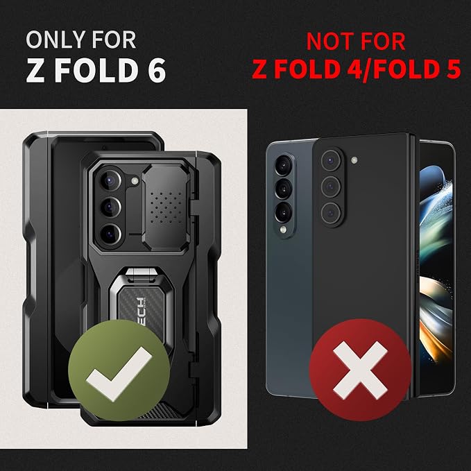 TONGATE for Z Fold 6 Case with Ring Stand, Built-in S Pen Holder & Glass Screen - Image 6