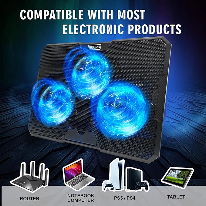 NAGAN Laptop Cooling Pad with 3 Fans, Ergonomic Cooling Pad - Image 4