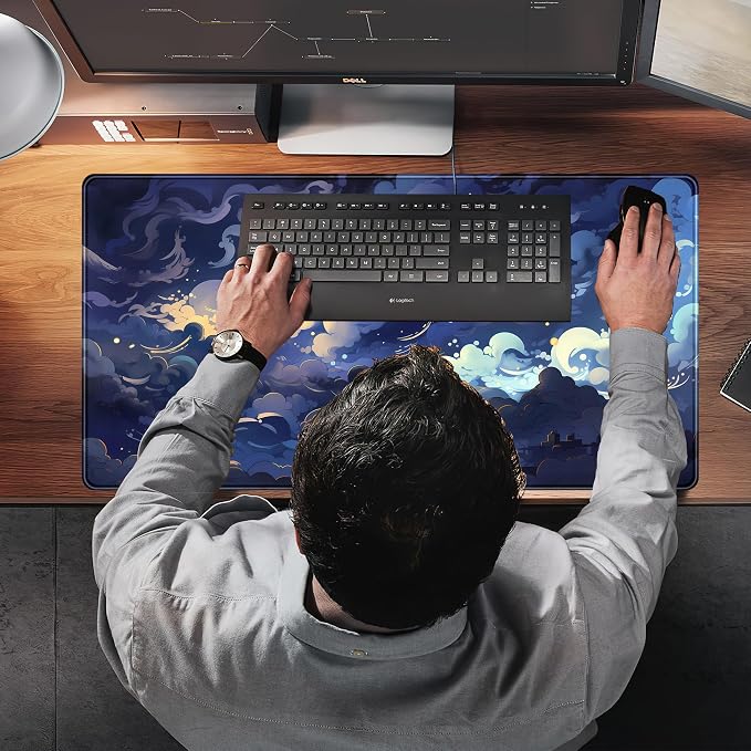 Blue Clouds Desk Mat Large XXL Gaming Mouse Pad Non-Slip Rubber Base Mousepad - Image 7