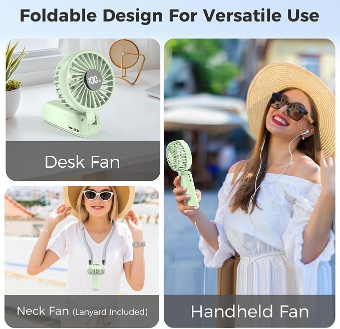 Portable Handheld Fan, 5000mAh Rechargeable Battery, Max 15H Cooling, 4 Speeds - Image 5