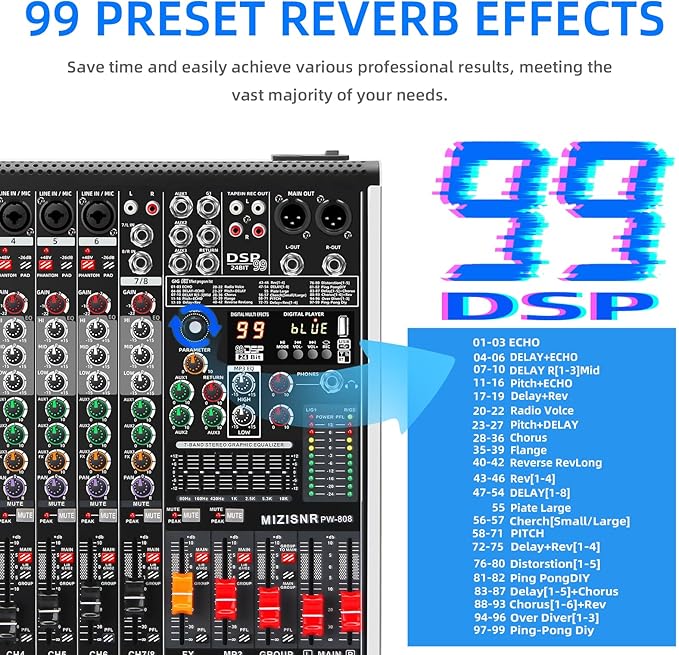 8 Channel Audio Mixer Professional Sound Mixing Board - Image 3