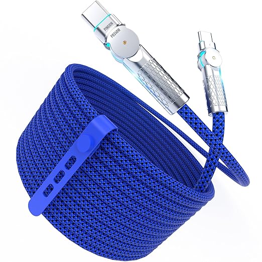 USB C to USB C Cable 10FT 240W, 180°Rotating USB C Cable Braided Type C Charger by PINGXIN