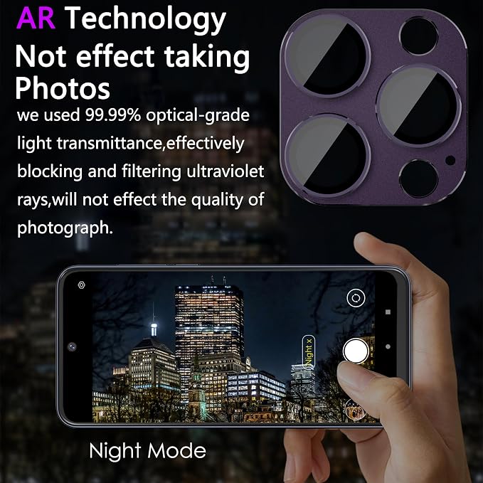 2 Pack Camera Lens Protector for iPhone 14 Pro/14 Pro Max, AR Tempered Glass - Image 3