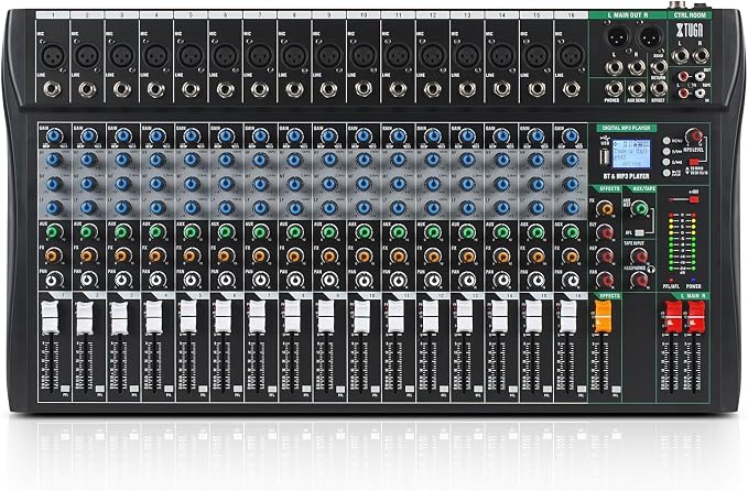XTUGA 16 Channel Audio Mixer Sound Board Mixing Console, Audio Interface PC USB by XTUGA