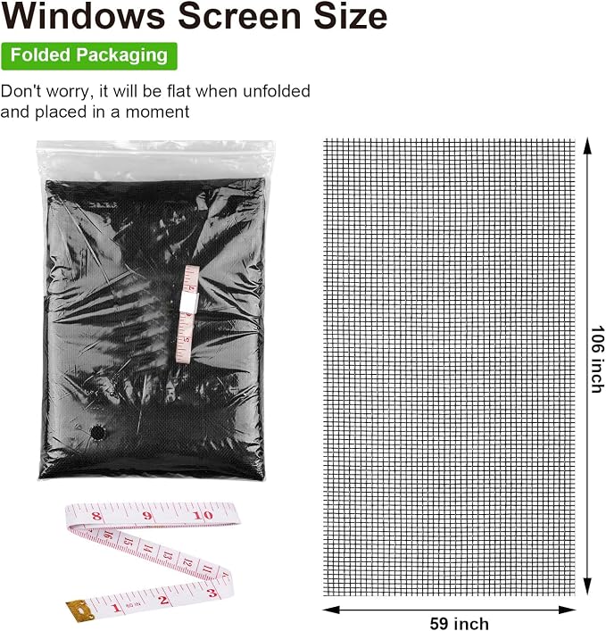 Replacement Window Screens, 59X106 Inch Durable Window Screen Mesh - Image 2