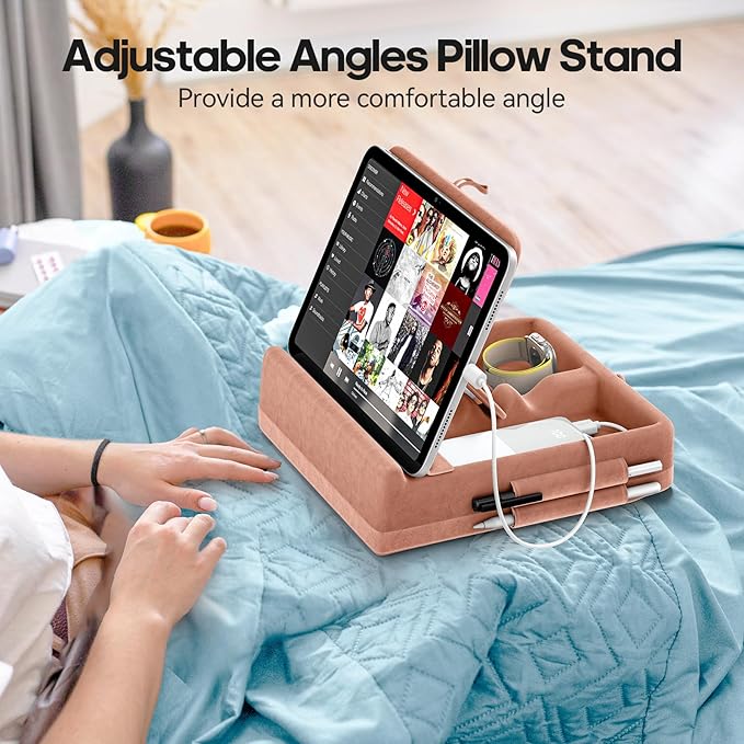 KDD Tablet Pillow Stand with Storage, Foldable iPad Holder - Image 3