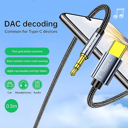 USB C to 3.5mm Audio Aux Jack Cable – USB‑C to Aux Adapter - Image 5