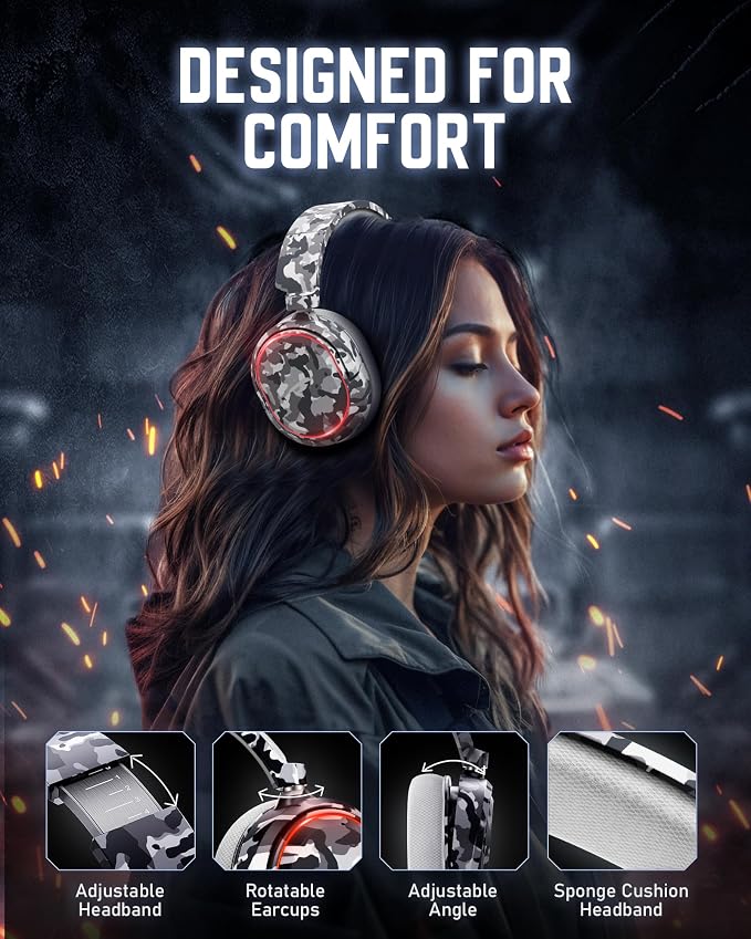Wireless Gaming Headset, 7.1 Surround Sound, 2.4GHz USB Gaming Headphones - Image 6