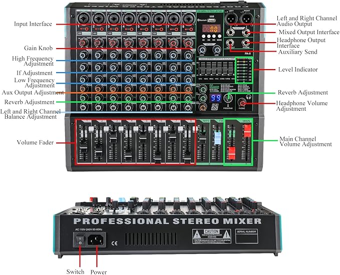 8 Channel Dj Mixer, Dj Board for Pa Stage systems - Image 3