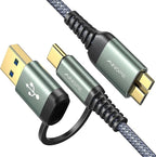 AINOPE 10Gbps Micro B to USB C External Hard Drive Cable 1.5FT, Nylon Braided by AINOPE10yearsforphoneaccessories
