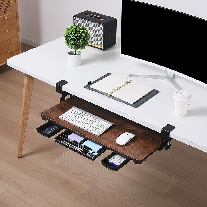 Keyboard Tray Under Desk with Drawer, 26.77" X 11.81"Large Size Keyboard Tray - Image 7