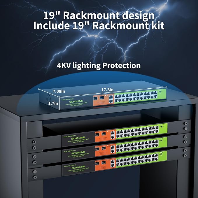 24 Port Gigabit POE+ Switch, Easy Smart Cloud Managed Swtich, 24*POE+ RJ45 - Image 9