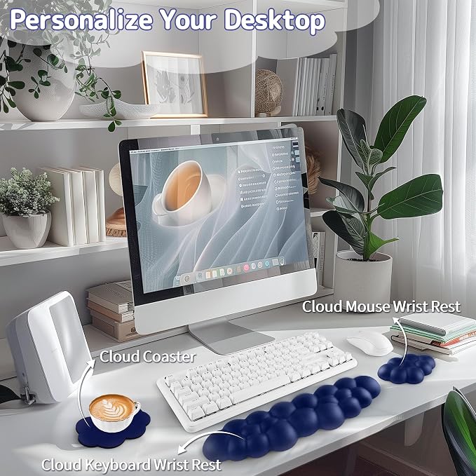 Cloud Wrist Rest Keyboard, Cloud Keyboard Wrist Pad Set - Image 2