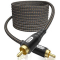 EMK RCA to RCA Subwoofer Cable – 24K Gold-Plated Connector Nylon Braided Double by EMK