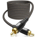 EMK RCA to RCA Subwoofer Cable – 24K Gold-Plated Connector Nylon Braided Double by EMK