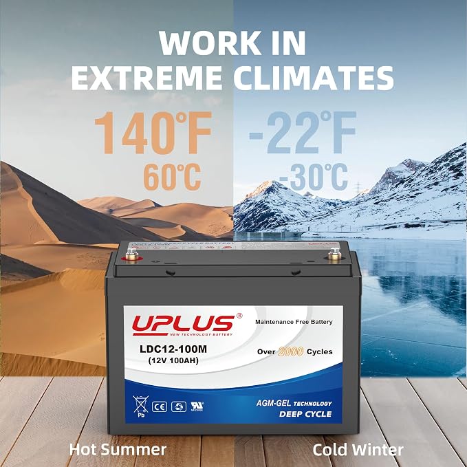 UPLUS 12V 100Ah Deep Cycle Battery, LDC12-100M Maintenance Free BCI Group 27 - Image 4
