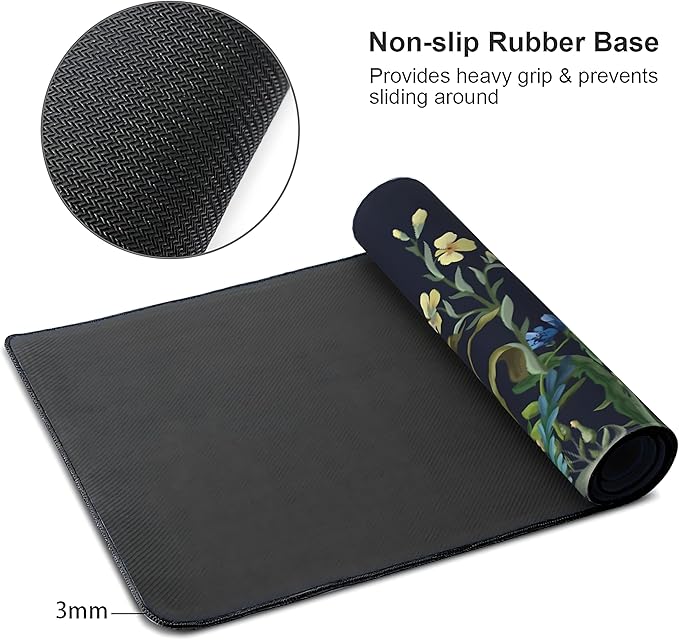 Weeds Flowers Large Mouse Pad, Gaming Keyboard Desk Pad, Extended Mouse Mat - Image 4