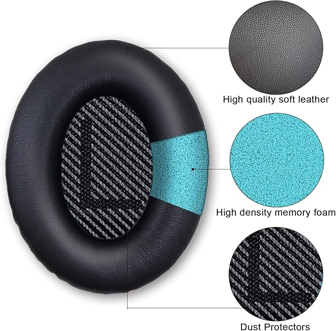 Ear Pads for Bose Quiet Comfort 35 Soft Protein Leather Replacement Earpads Ear - Image 4