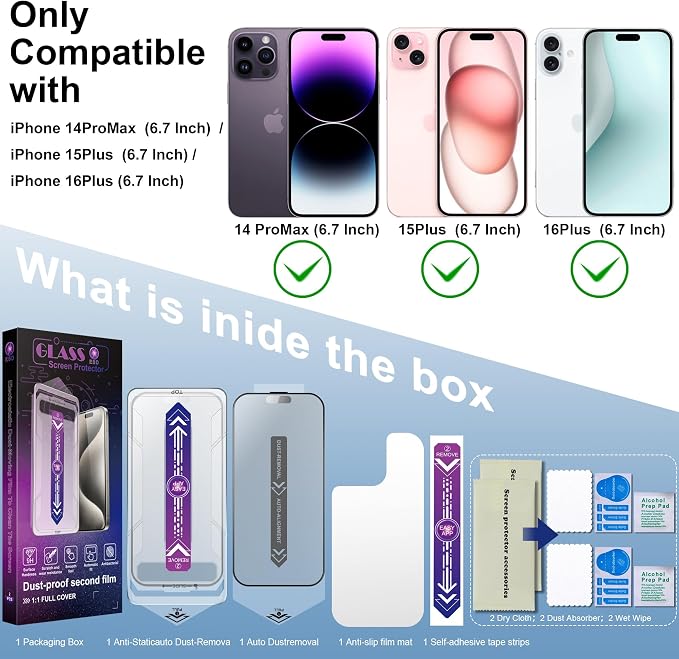 2 Pack Matte Screen Protector for iPhone 16 Plus and iPhone 15 Plus and iPhone - Image 2