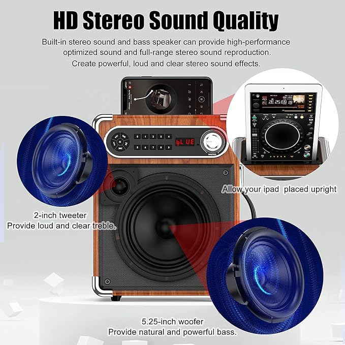 Bluetooth Speaker with Two Wireless Microphones, Outdoor Speaker with - Image 2