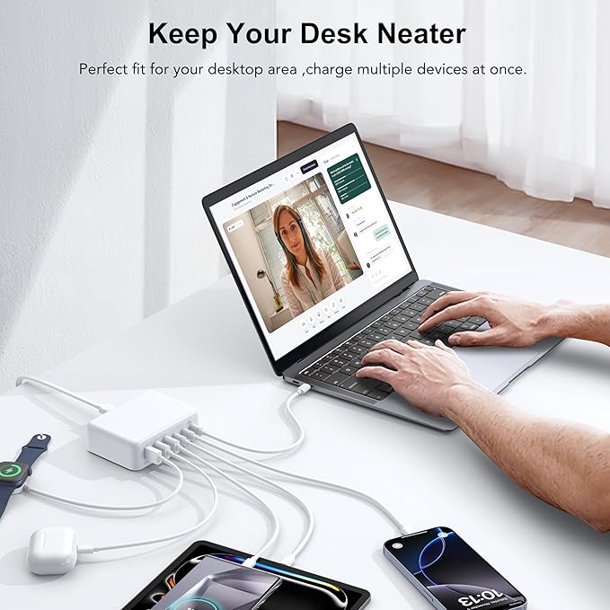 USB C Fast Charger, 150W 6 Port Desktop PD GaN Fast Charger Charging Station - Image 4