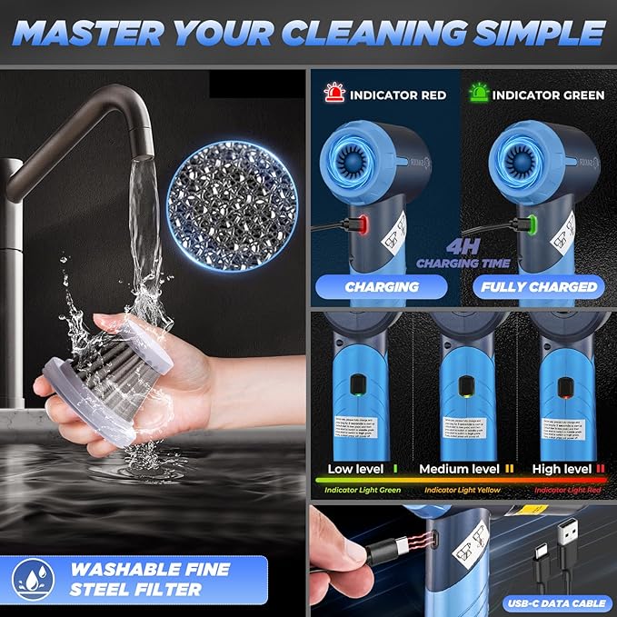 Saker Portable Car Vacuum Cleaner Cordless High Power 17000PA 3 in 1 Foldable - Image 5