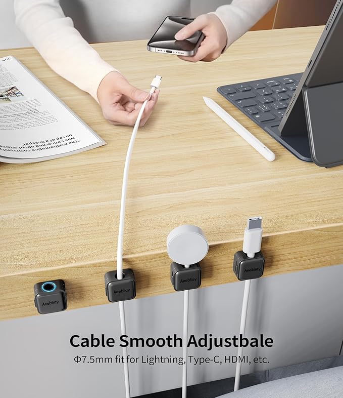 9 Pack Magnetic Cable Clips Cord Organizer, Desk Cable Management Accessories - Image 4