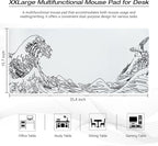 Large Gaming Mouse Pad for Desk, Kanagawa XXL Mouse Pad 35.4x15.7 Inch - Image 2