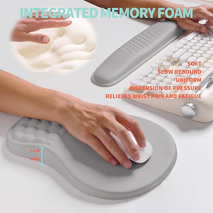 2-in-1 Ergonomic Set, Wave Rise Keyboard Wrist Rest and Massage Bulge Slope - Image 4