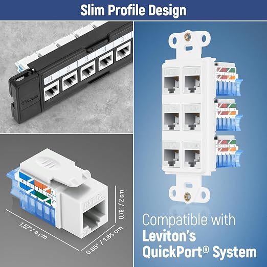 Everest 45° Angled RJ45 Cat5e Keystone Jacks 20-Pack in White - Image 7