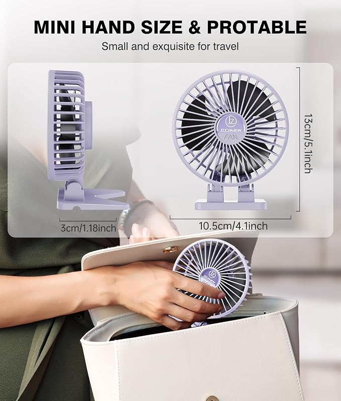 JZCreater USB Desk Fan, Mini Fan Portable, 3 Speeds Desktop Table Cooling Fan - Image 6