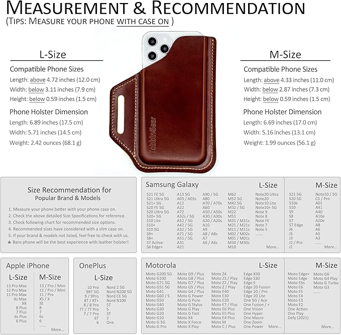 TobbinGear Leather Belt Phone Pouch, Leather Cell Phone Holster, Universal - Image 4