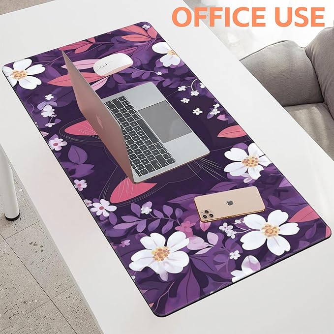 Mouse Pad Large Cat Hiding in The Floral Non-Slip Game Desk Mat - Image 5