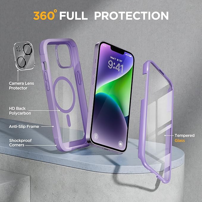 Miracase Magnetic for iPhone 14 Case 6.1", Full-Body Protective Bumper 14 Phone - Image 3