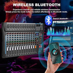 12 Channel Audio Interfacer Sound Board Mixer DJ Mixer 16-Bit DSP Effect USB - Image 3