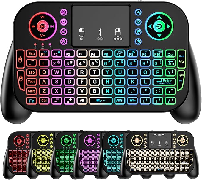 Mini Keyboard with Touchpad-2.4GHz & Bluetooth Dual-Mode, 7-Color Backlight by MRSVI