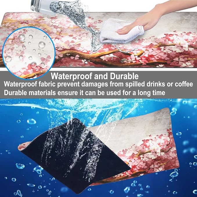 Mouse Pad, Large Blooming Sakura Desk Mat, Extended Non-Slip Gaming Keyboard - Image 4
