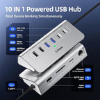 USB C Hub, 10-in-1 USB Docking Station, Aluminum USB to Ethernet Adapter - Image 2