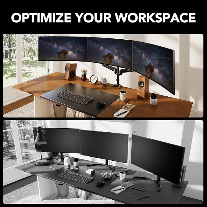 HUANUO Triple Monitor Mount for 17 to 32 inch Screens, Adjustment Gaming Triple - Image 7